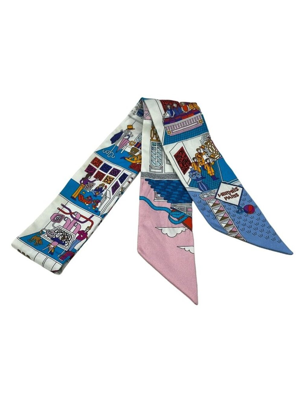 Hermes Scarf Twilly Blue White Multi la Maison Des Carres